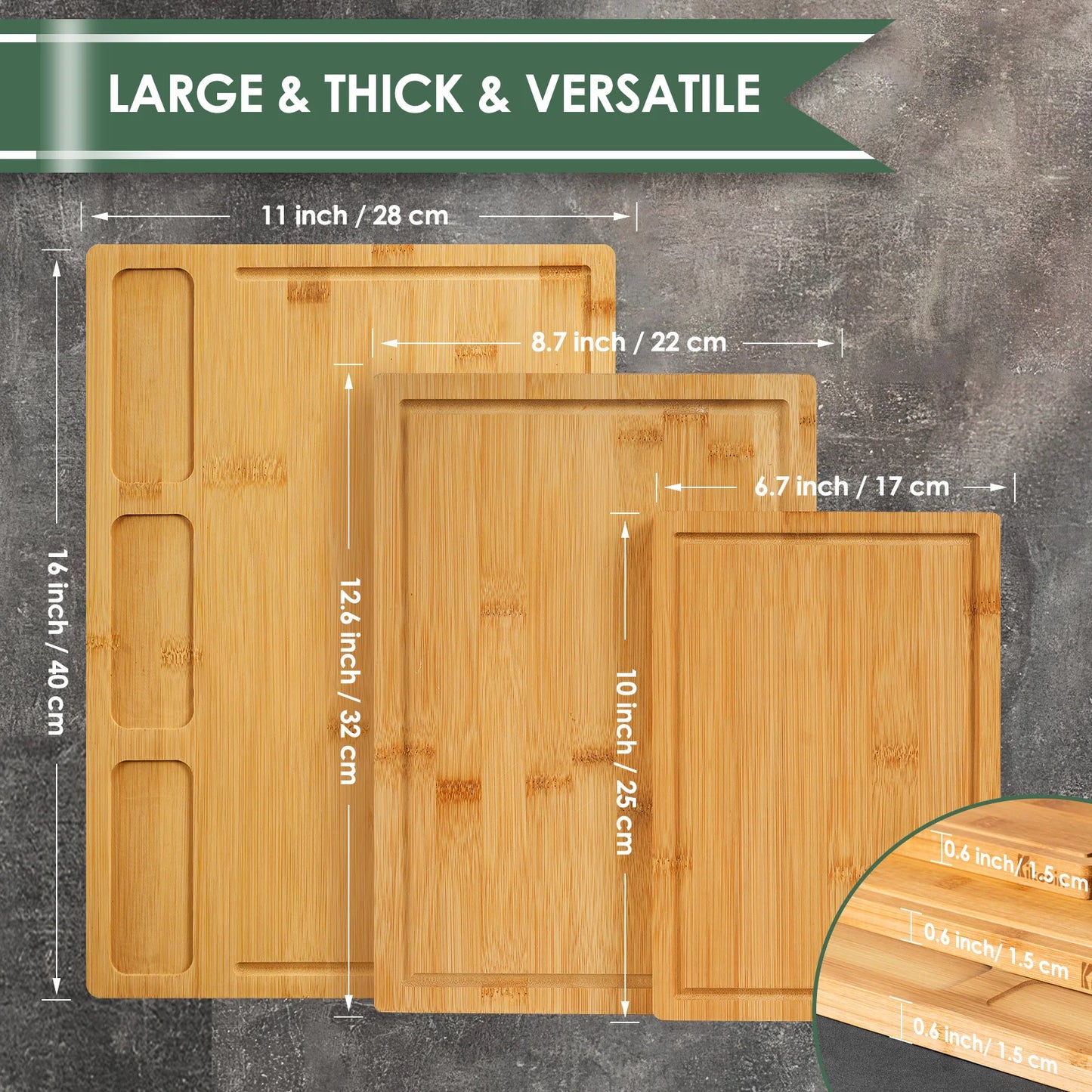 FREE SHIPPING! 3-Piece Bamboo Cutting Board Set – Built-In Compartments & Juice Groove for Effortless Meal Prep!