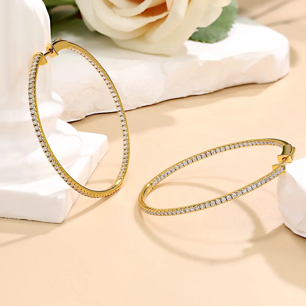 50mm Full Moissanite Hoop Earrings – Timeless Elegance for Every Occasion ✨