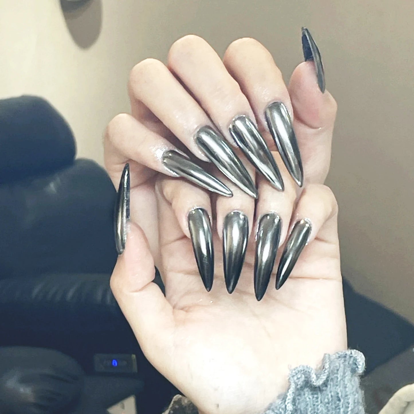 24PCS Boujee Glossy Black Stiletto