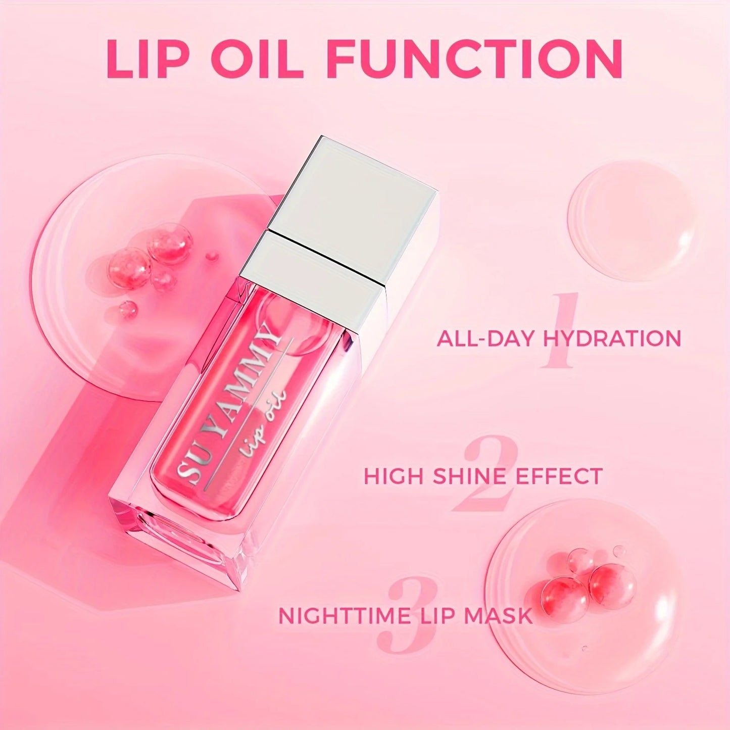 Hydrating Lip Glow Oil – Moisturizing Transparent Plumping Lip Gloss | Tinted for Lip Care & Dry Lips