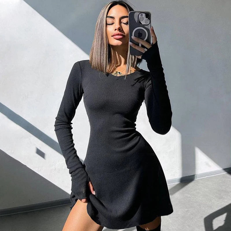 Elegant Black V-Neck Mini Dress