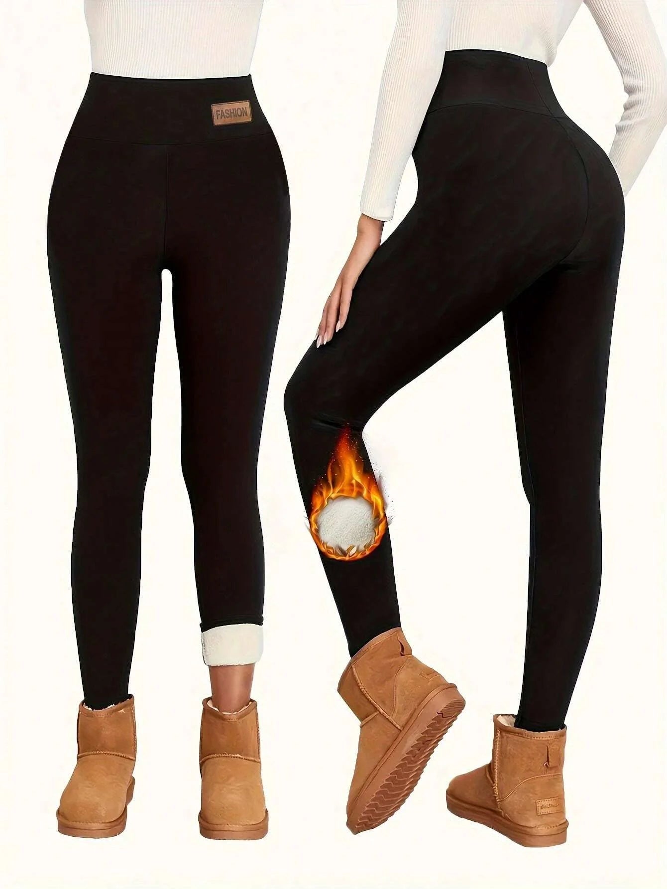 Super Warm Leather-Label Winter Leggings