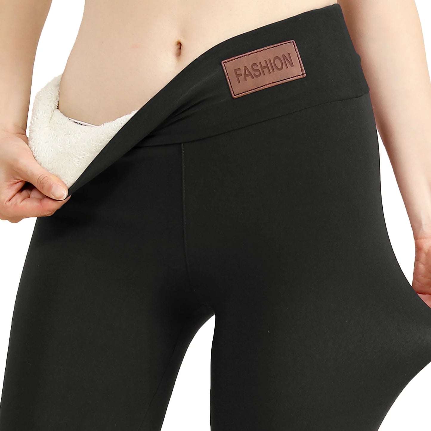 Super Warm Leather-Label Winter Leggings