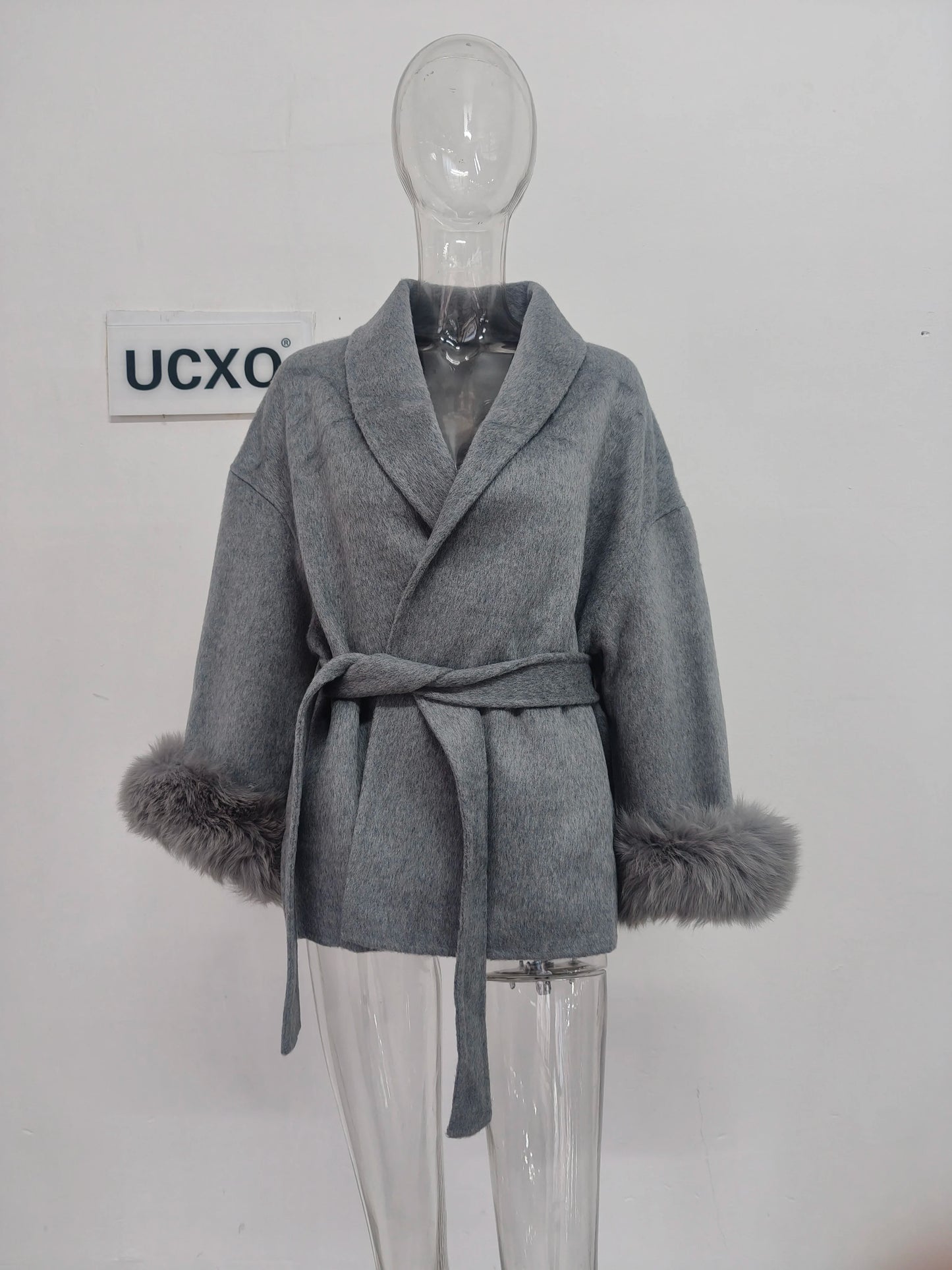 Elegant Fur Patchwork Woolen Coat