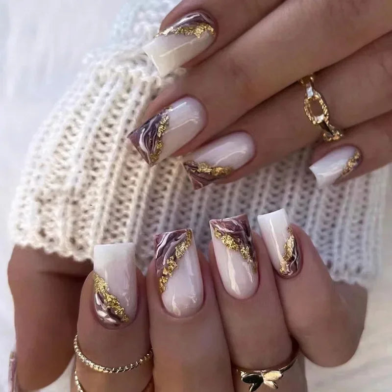 24PCS Shiny Pearl Nails