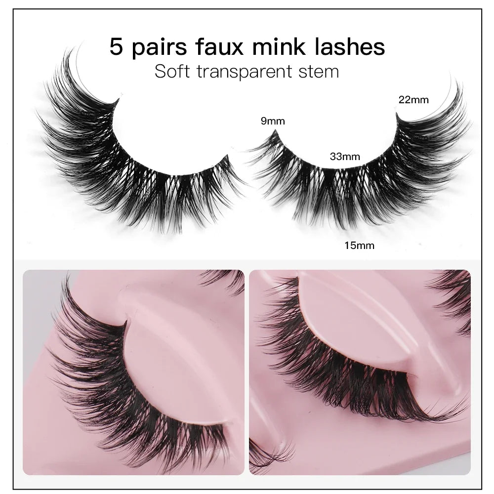 5 Pairs Boujee Cat Eye Faux Mink Lashes