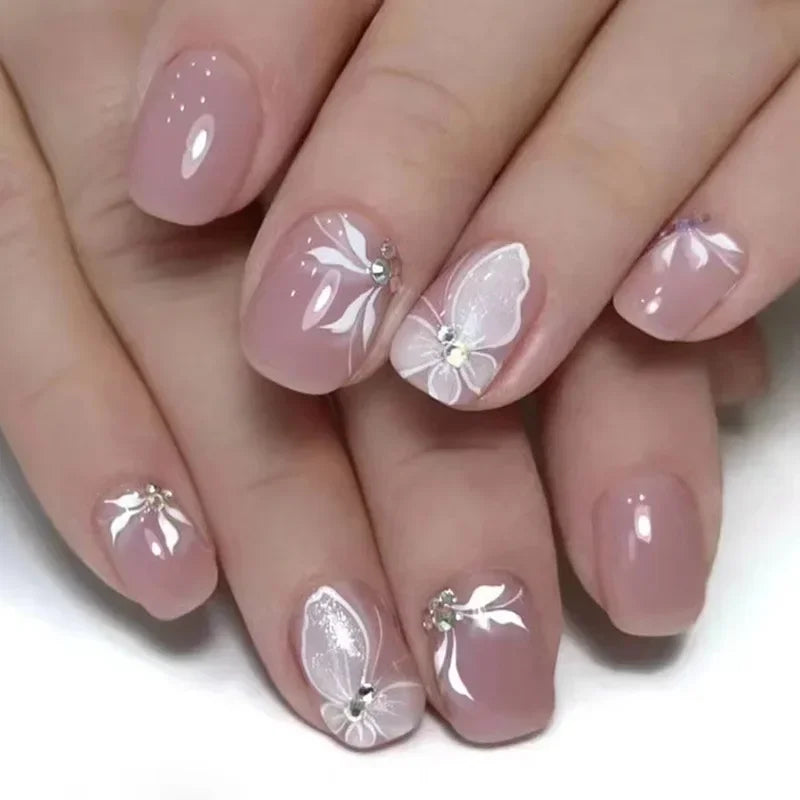 24PCS Shiny Pearl Nails