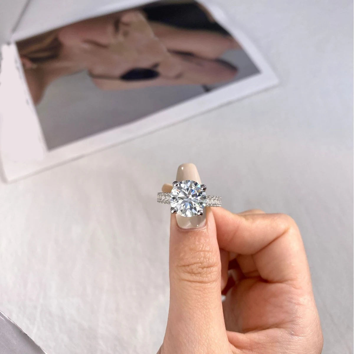 New 5 Carat Moissanite Rings Sparkling s925 Silver Moissanita Lab Grown Diamond Gemstone Wedding Finger Ring Fine Jewelry GRA