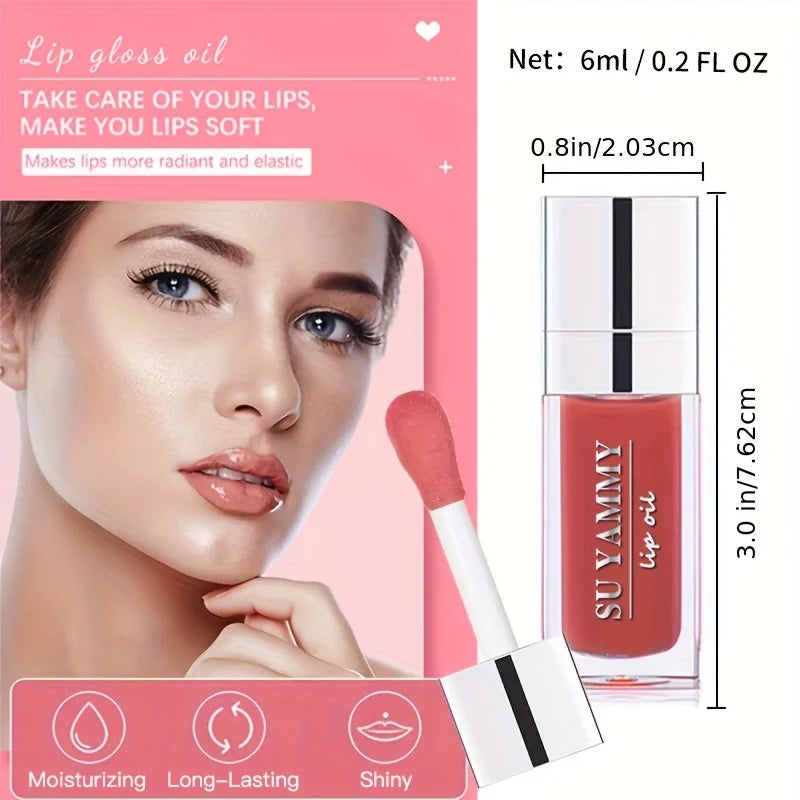 Hydrating Lip Glow Oil – Moisturizing Transparent Plumping Lip Gloss | Tinted for Lip Care & Dry Lips