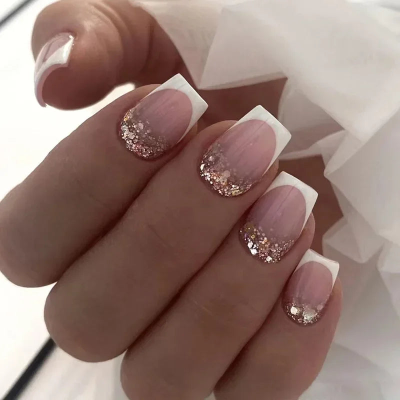 24PCS Shiny Pearl Nails