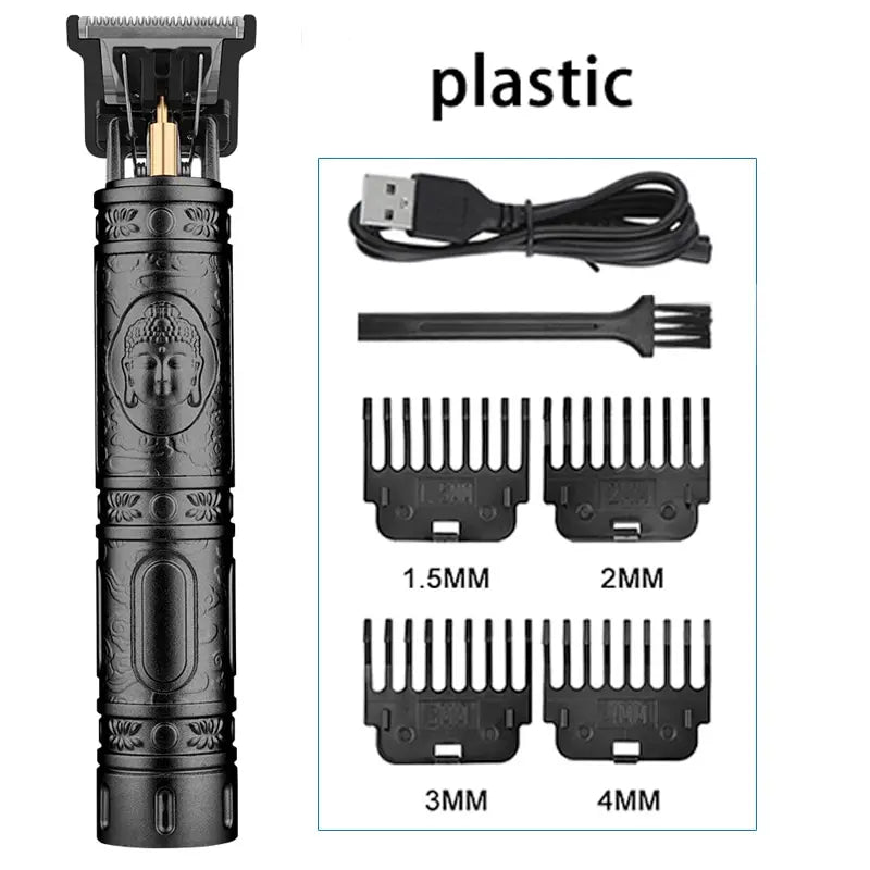 Vintage T9 Electric Hair Cutting Machine – Professional Rechargeable Hair Clipper for Men | Dragon & Buddha Design