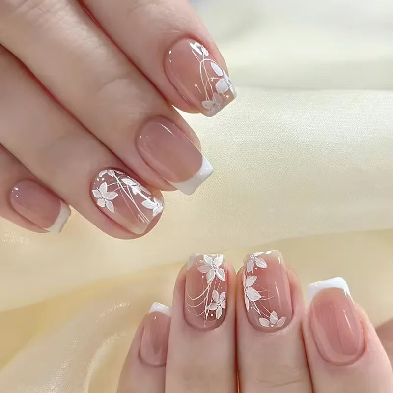 24PCS Shiny Pearl Nails