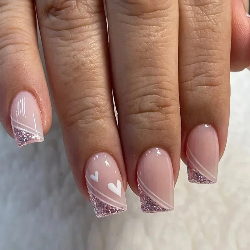 24PCS Shiny Pearl Nails