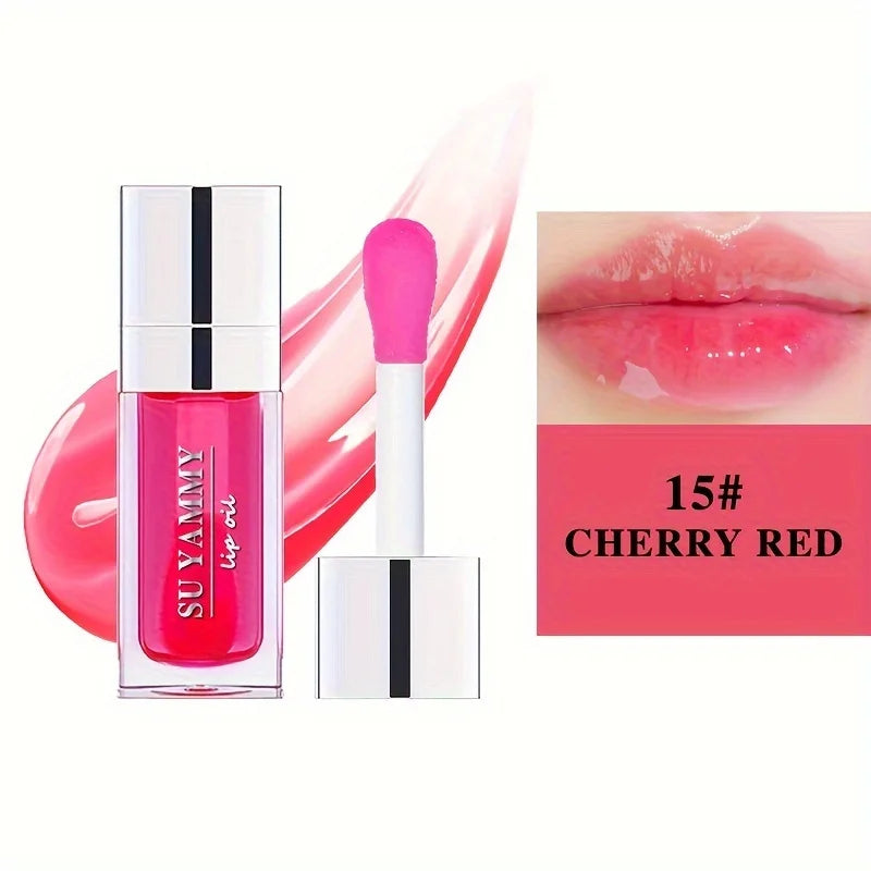 Hydrating Lip Glow Oil – Moisturizing Transparent Plumping Lip Gloss | Tinted for Lip Care & Dry Lips