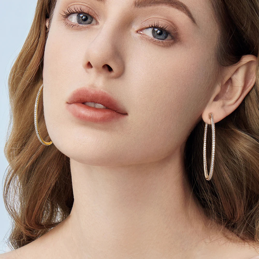 50mm Full Moissanite Hoop Earrings – Timeless Elegance for Every Occasion ✨